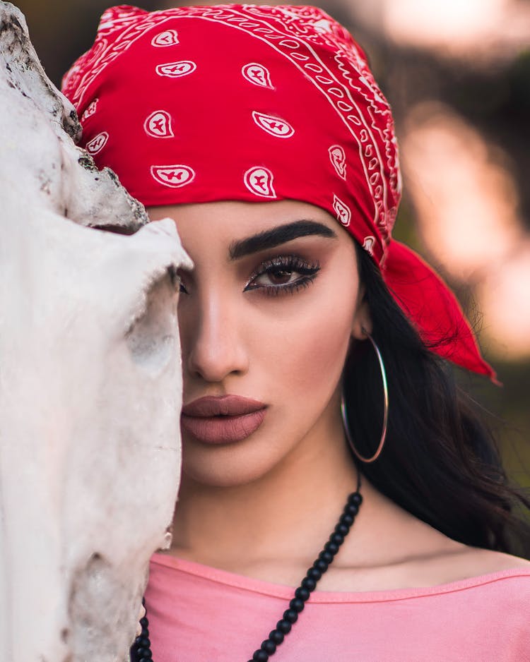 Woman In Red And White Bandanna