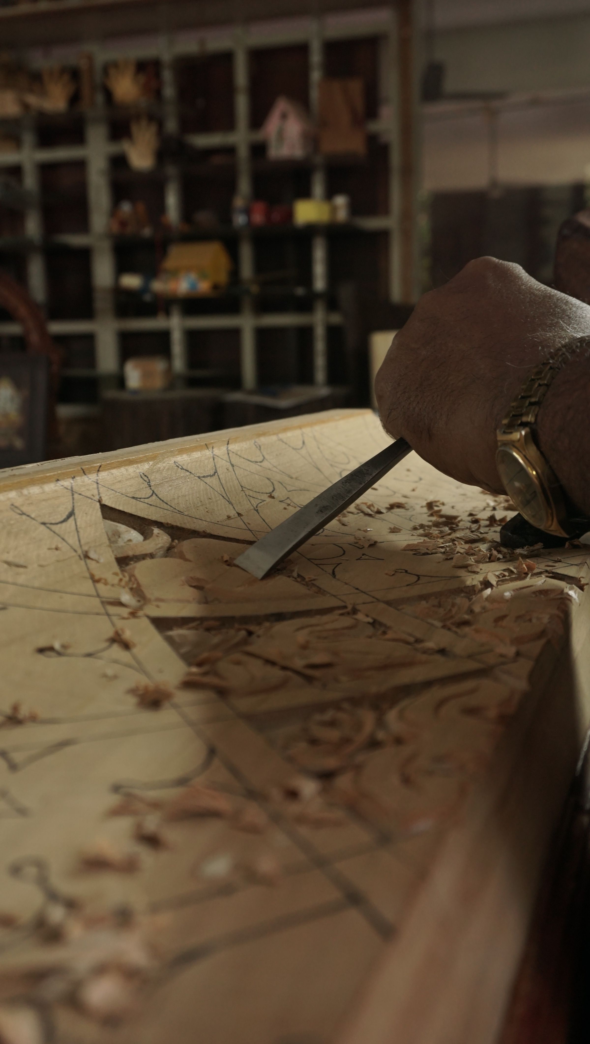 Expert carpenter at work