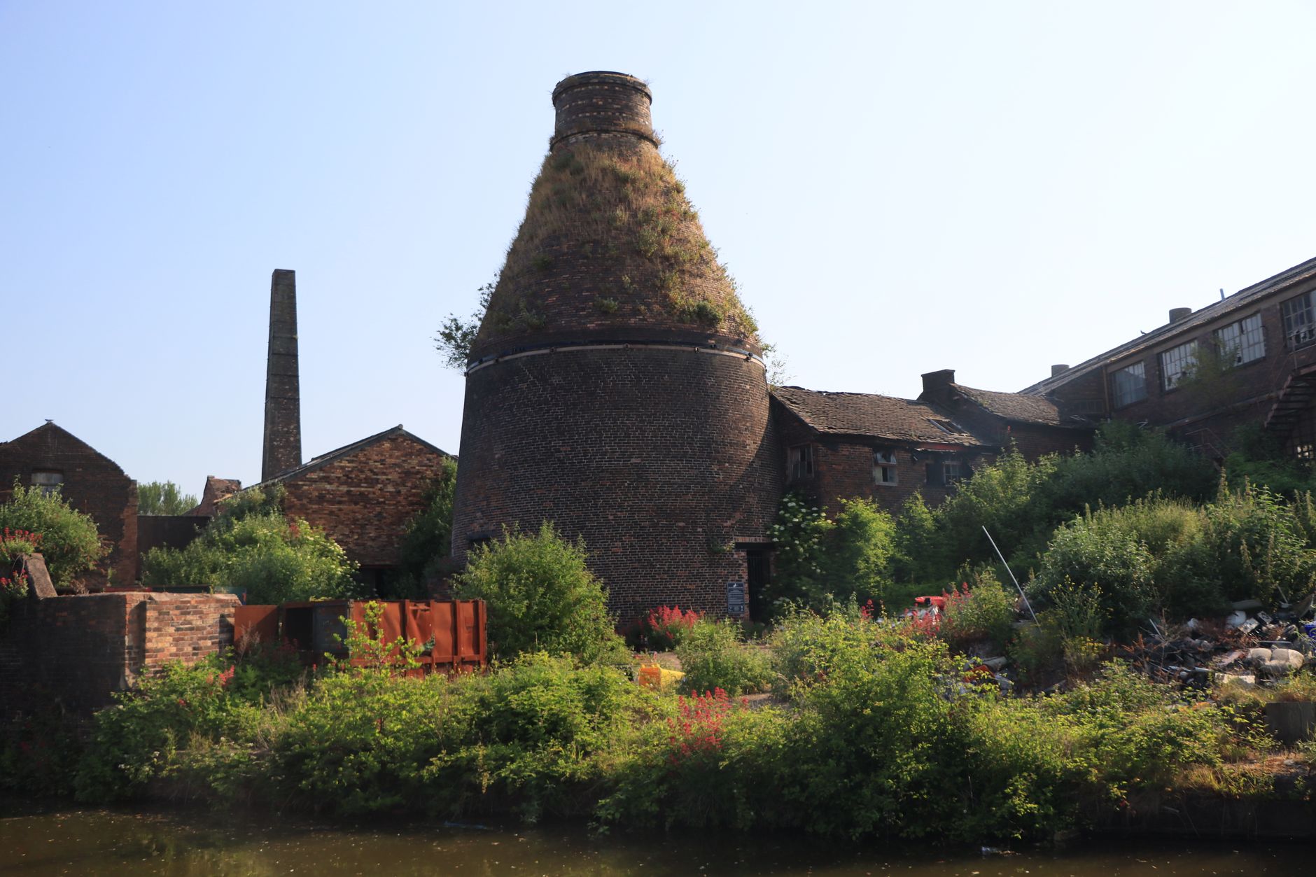 Historic red-brick bottle kiln and industrial heritage buildings, Staffordshire Potteries