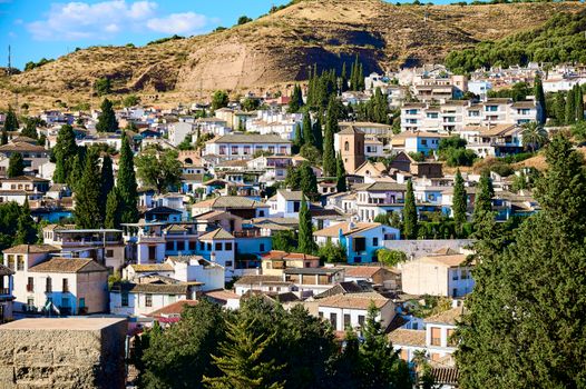 Picturesque view of a traditional village in Andalusia with classic architecture.