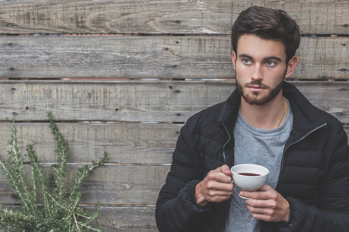 Free Man Holding Coffee Cup Stock Photo