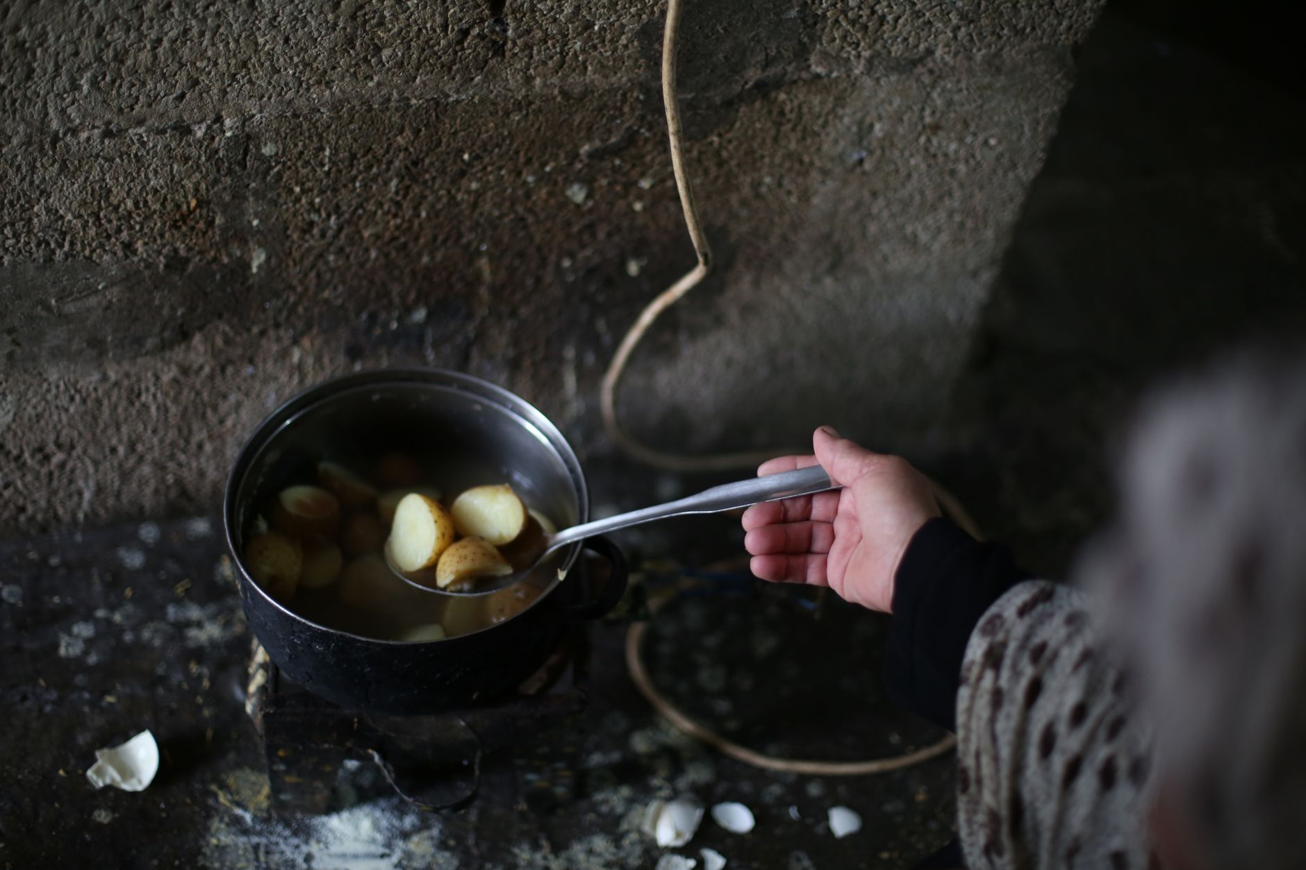 Fresh potatoes with skin ready for cooking and peeling