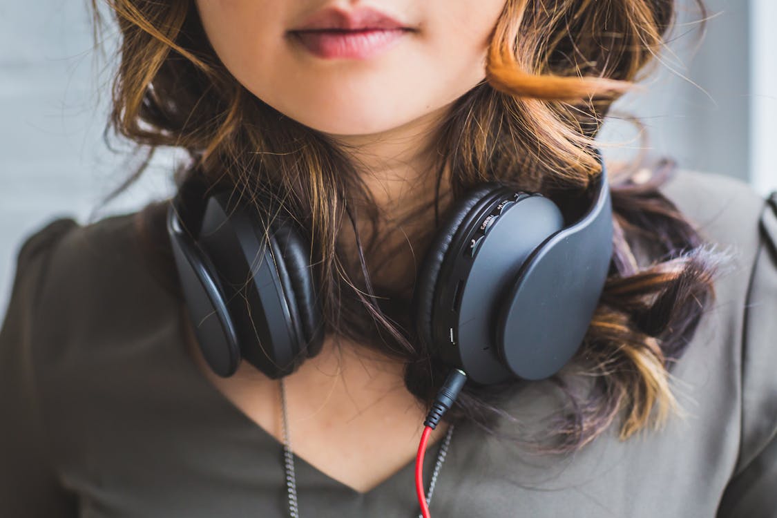 auriculares, cabello, cabellos