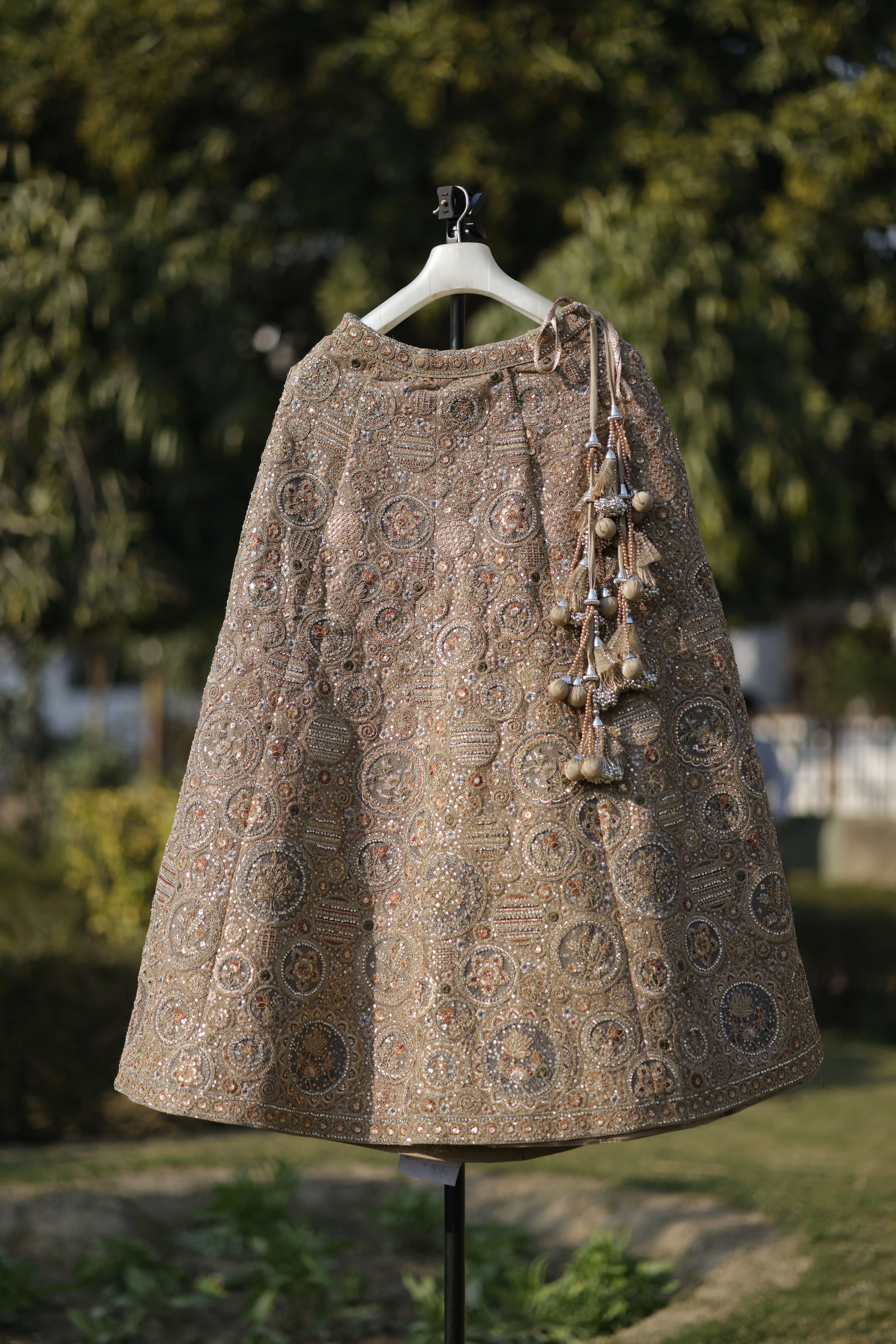 Beautiful traditional Indian embroidery work on fabric