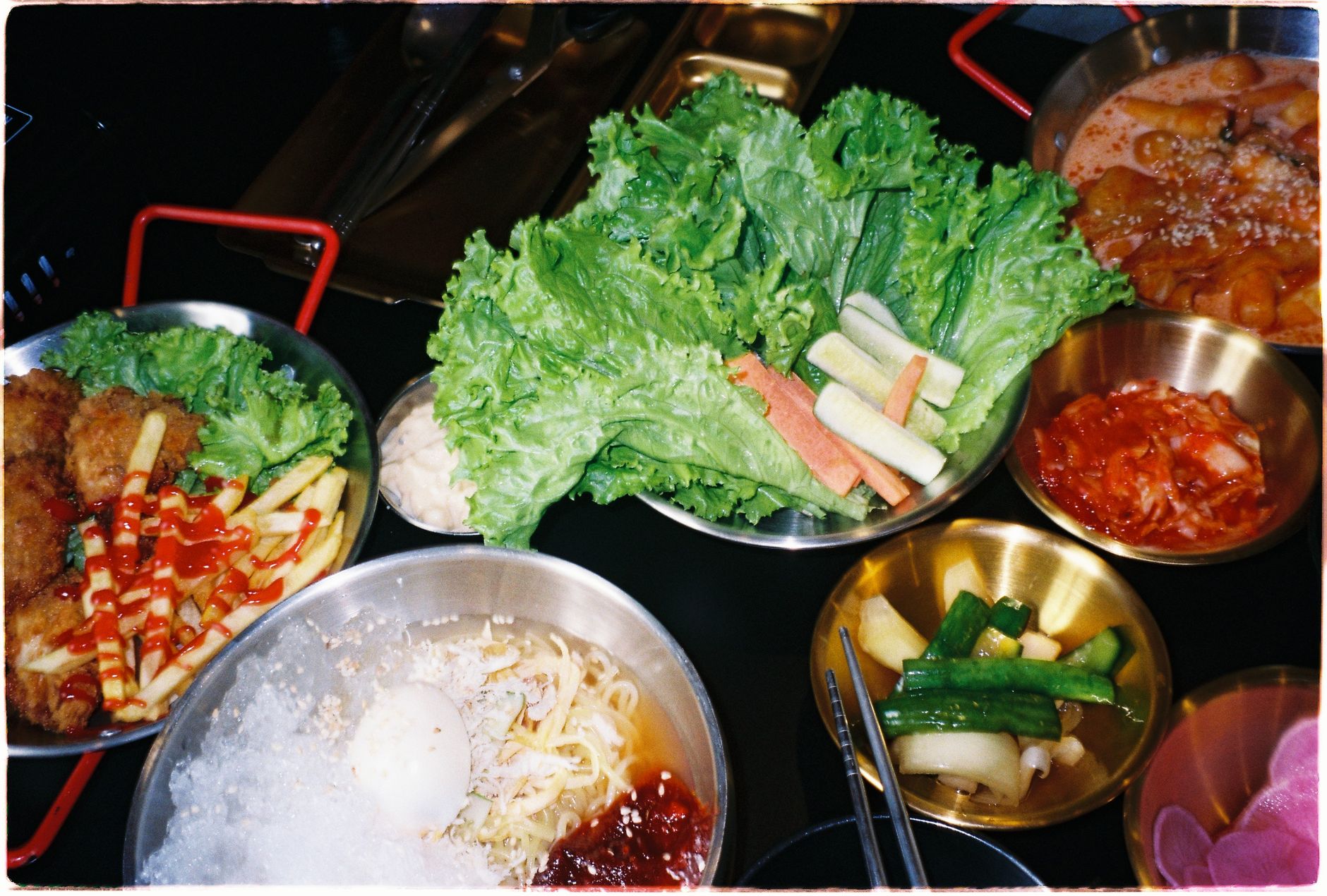 korean temple food spread vegetarian