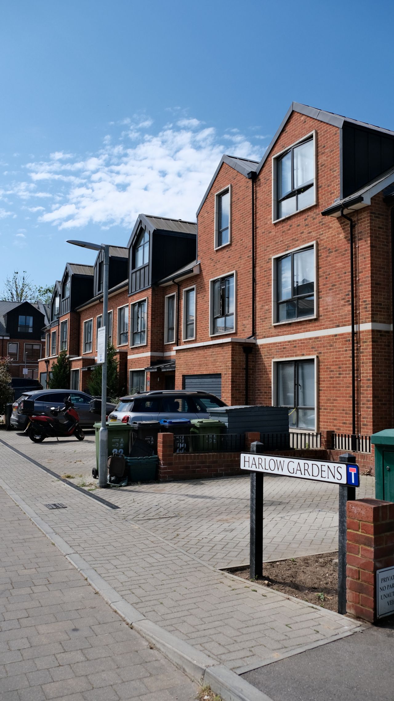 Contemporary brick-built British homes at Harlow Gardens, London