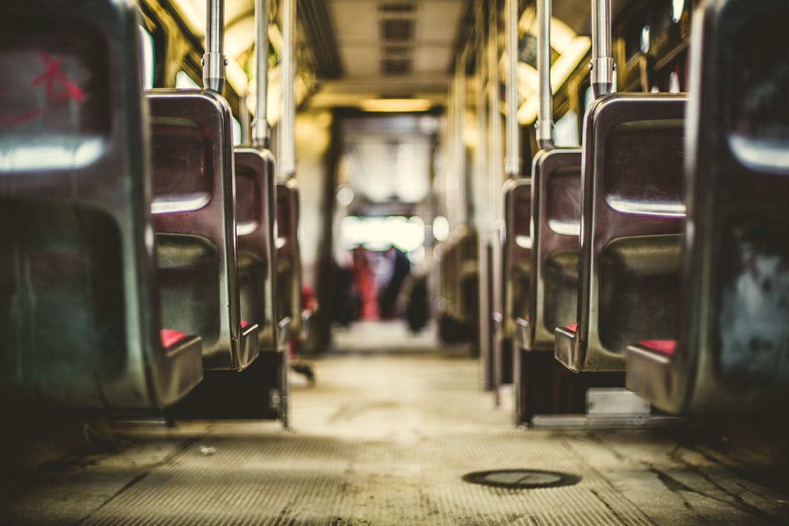 Grey Metal Train Seats