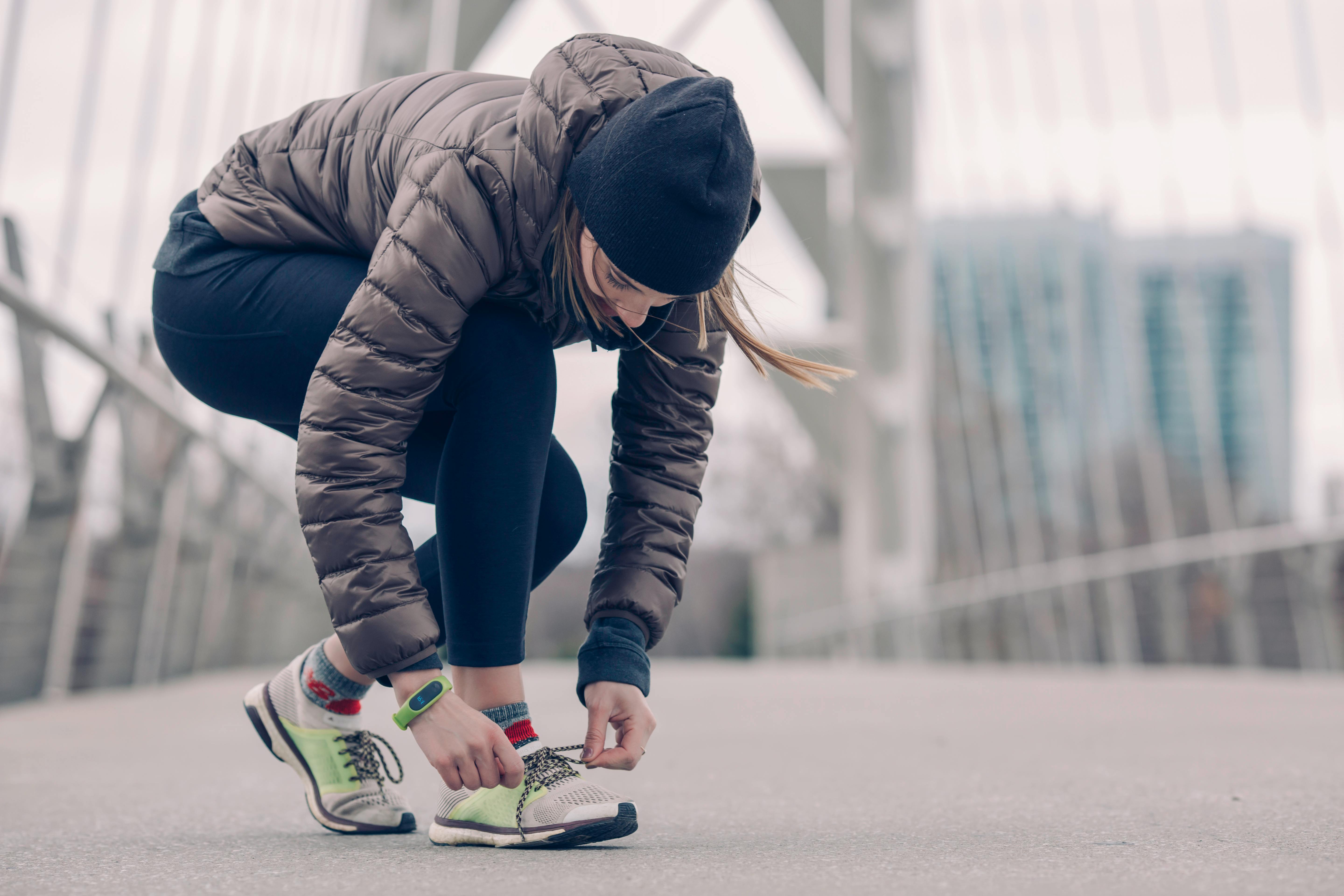 tying shoes