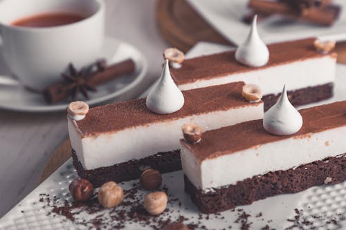 Free Chocolate Cake With White Icing on Top Stock Photo
