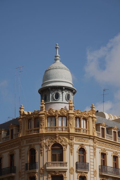 Free Ornate historic building with dome, under a clear blue sky in Valencia, Spain. Stock Photo