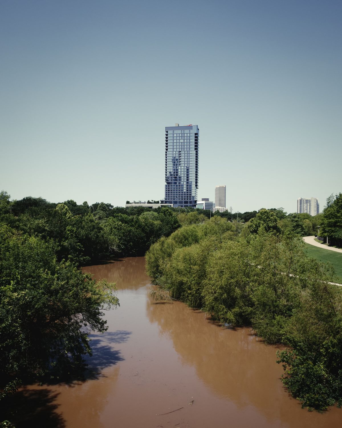 Houston, Texas skyline along Buffalo Bayou