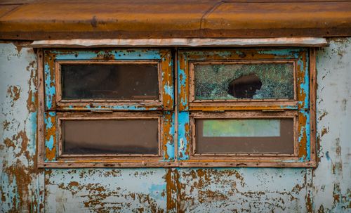 Free Weathered window with broken pane in an abandoned building in Kakheti, Georgia. Stock Photo