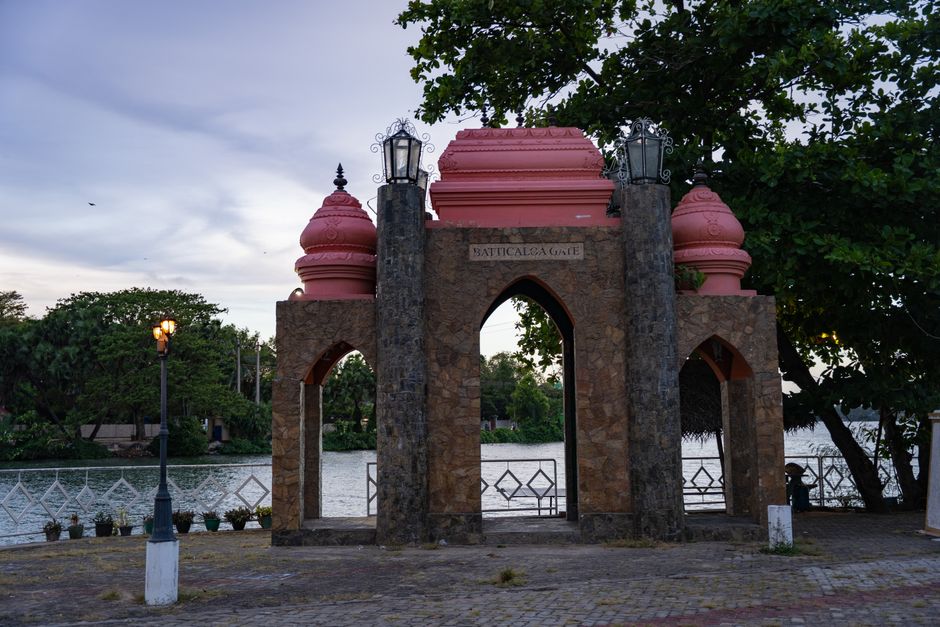 Batticaloa Gate by the lagoon, a historic and picturesque landmark in Sri Lanka.