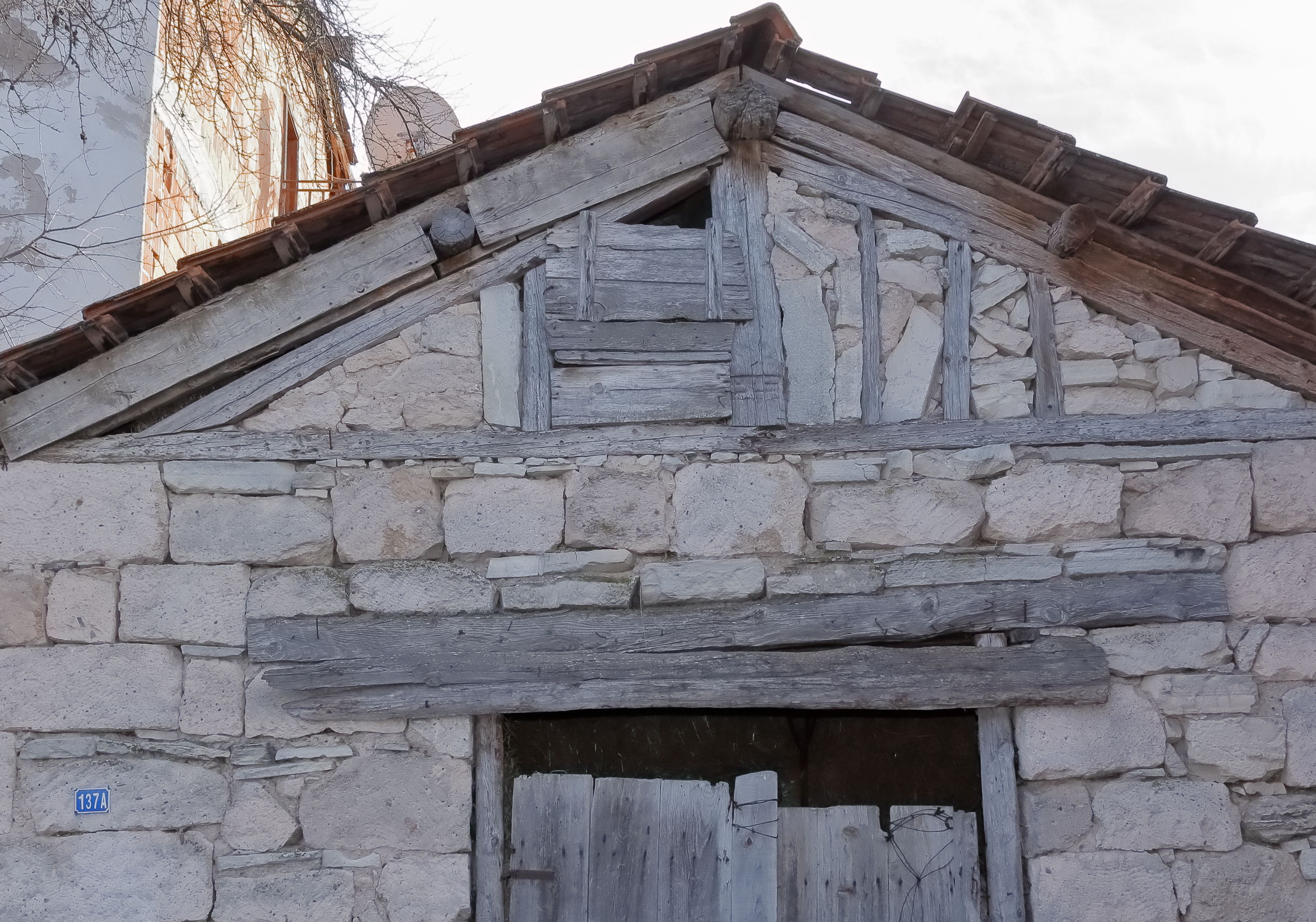 Steep-pitched timber roof of a Byzantine mountain church in the Troodos range