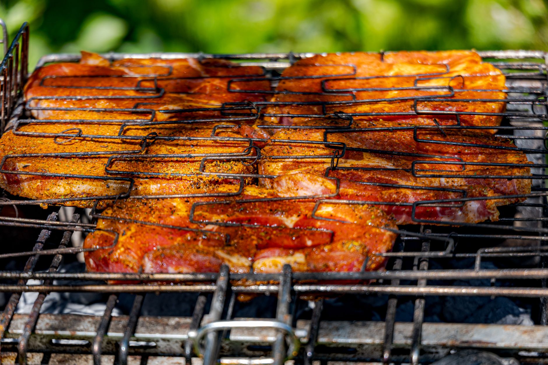 Traditional German meat dishes being prepared
