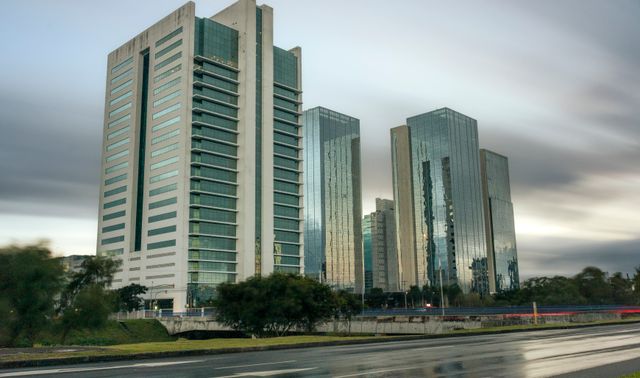 Porto Alegre skyline and airport travel atmosphere