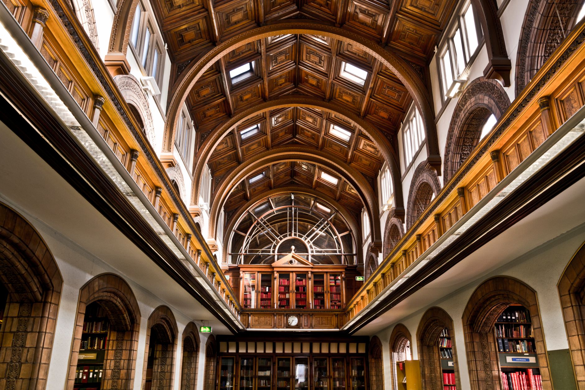 Explore the historic architecture and wooden interiors of Leeds Central Library, a must-visit in England.