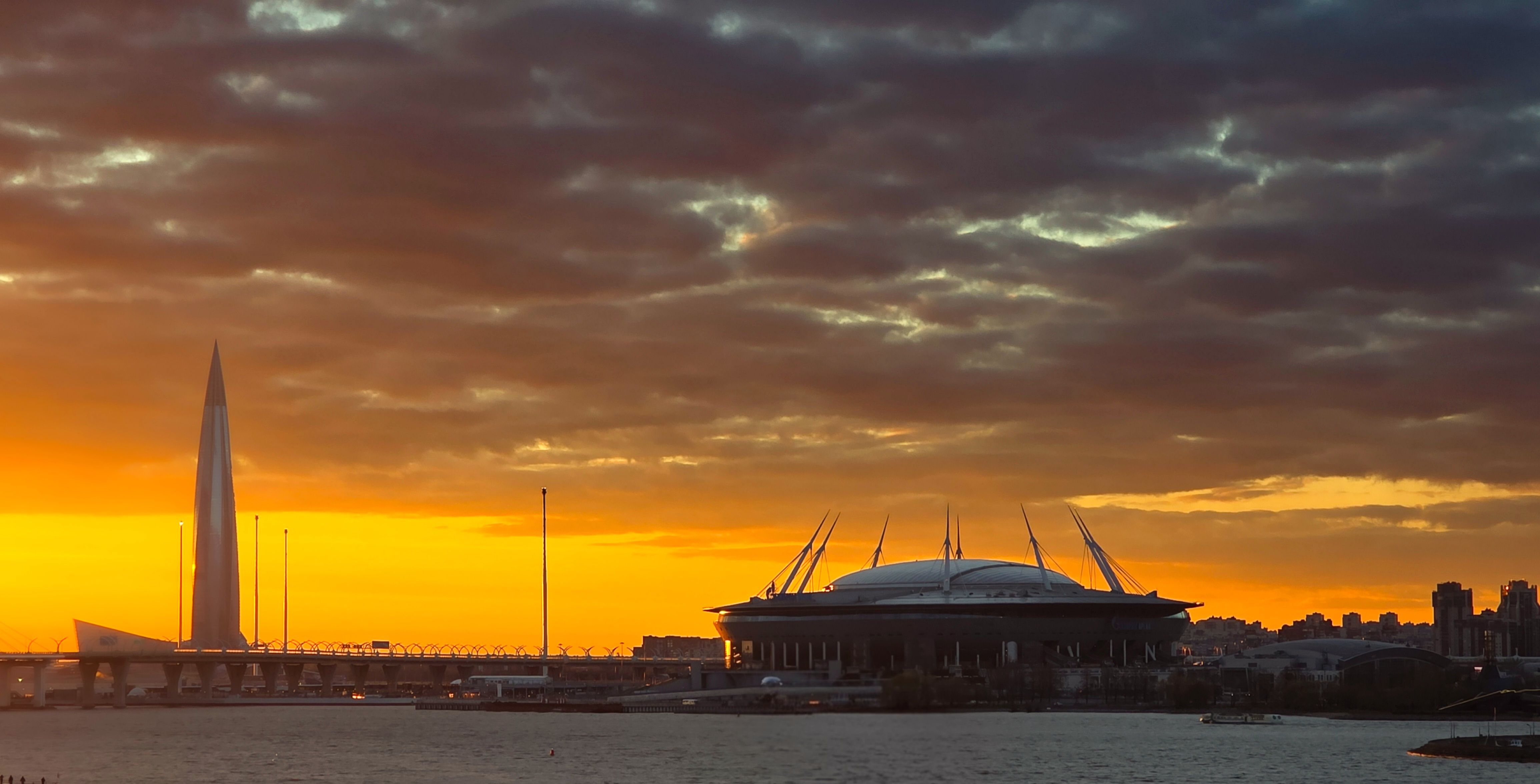Arlington skyline AT&T Stadium sunset