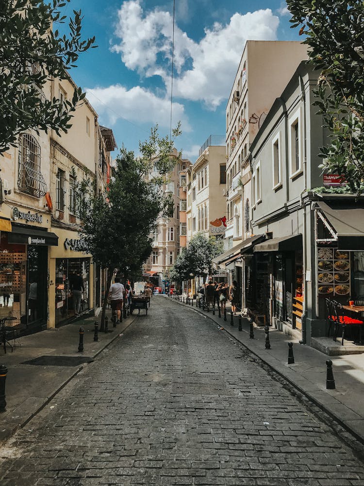 Old Town Street With Low Rise Buildings