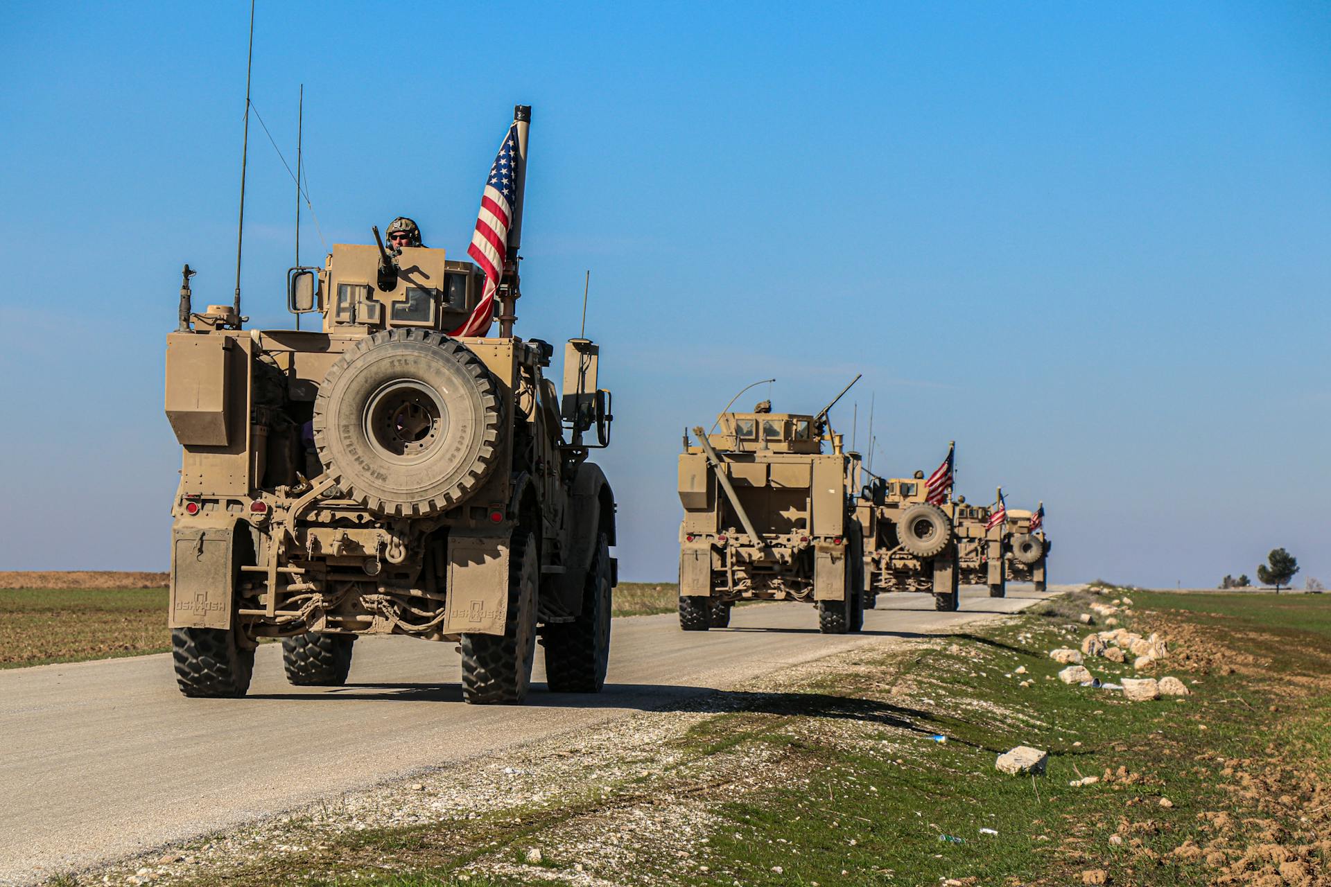 Military Tanks Moving on the Road