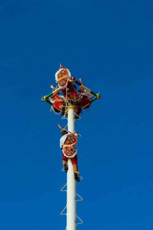 Voladores Ritual Performance Traditional Mexican Voladores Ceremony against Blue Sky · Free Stock Photo
