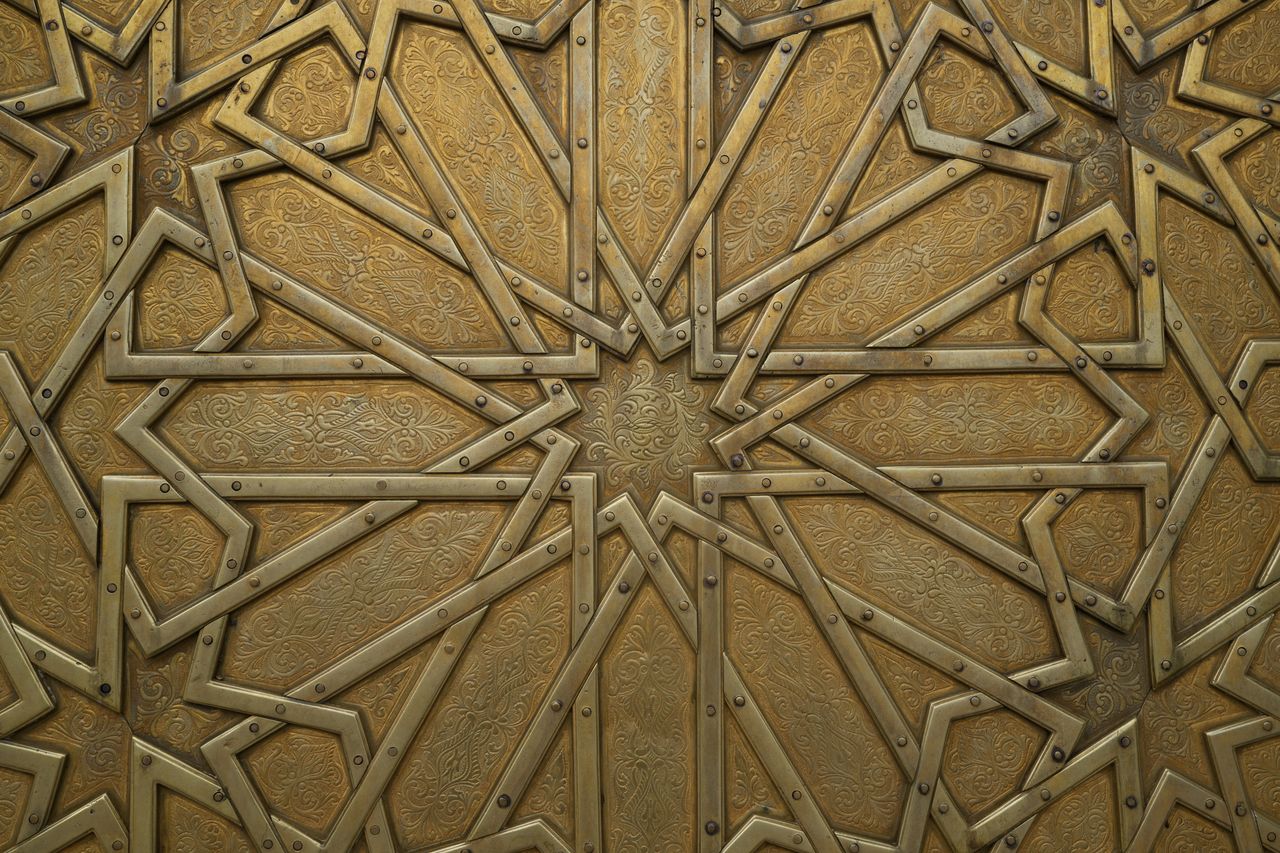 detailed geometric brass design showcasing traditional moroccan crafts
