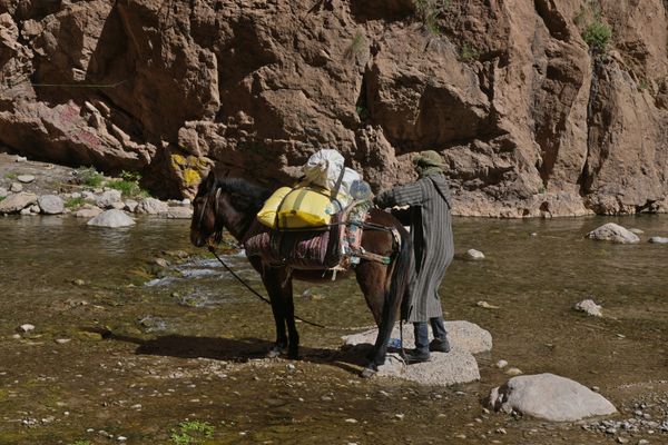 Traditional travel rocky terrain Tinghir Morocco