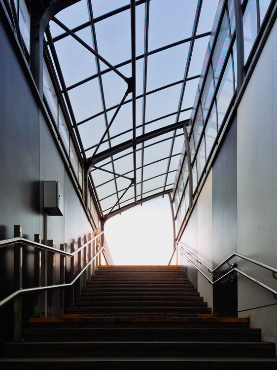 Modern Urban Staircase with Glass Roof · Free Stock Photo
