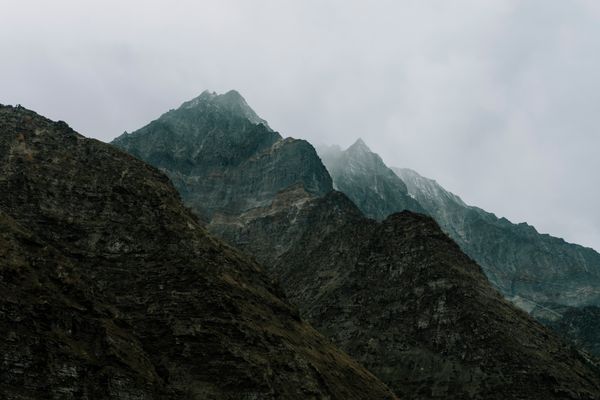 Dramatic misty Himalayan mountain peaks - primary source region for high-quality shilajit resin, best brand of shilajit