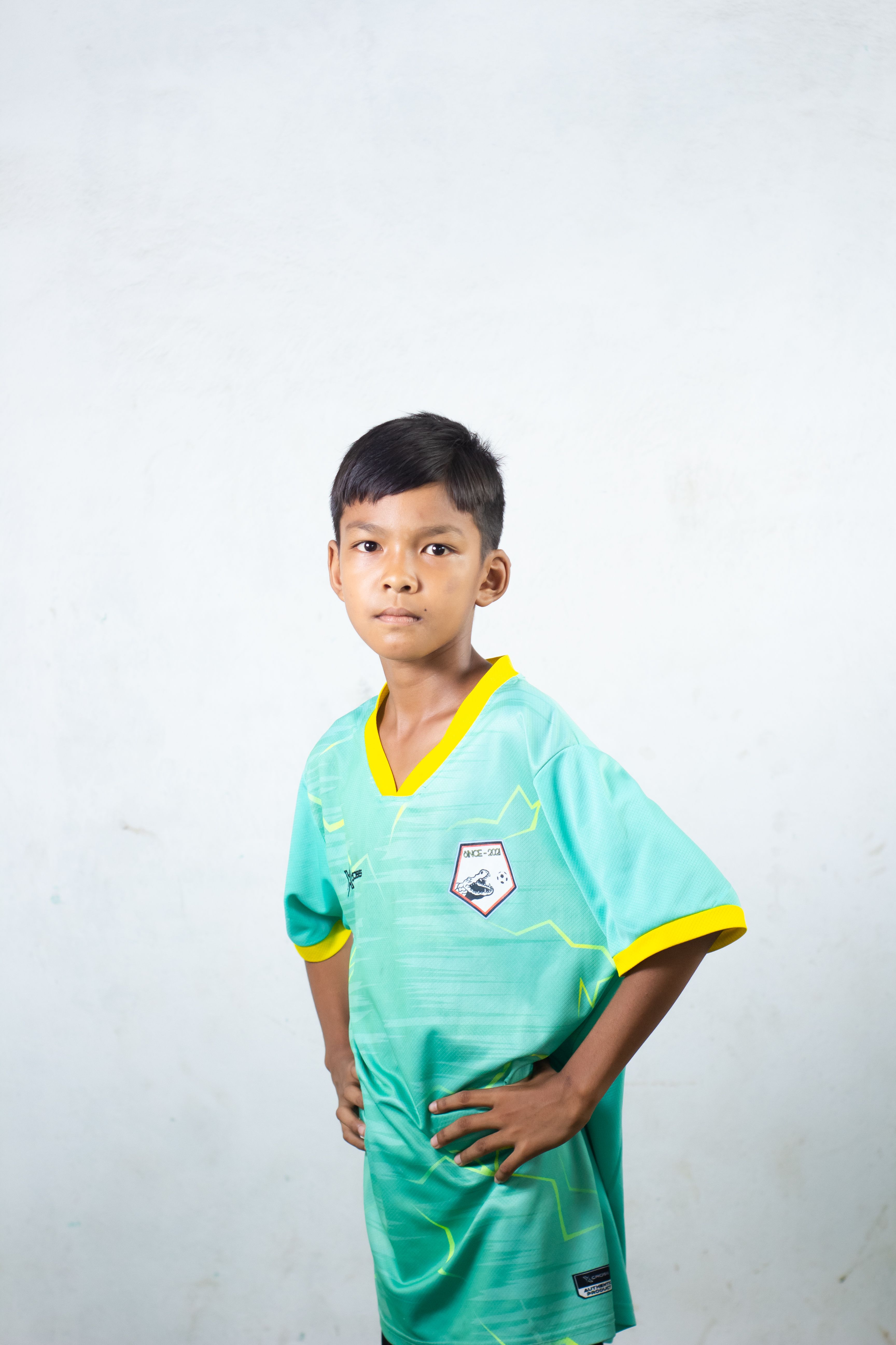 Portrait of a Young Boy in Soccer Jersey