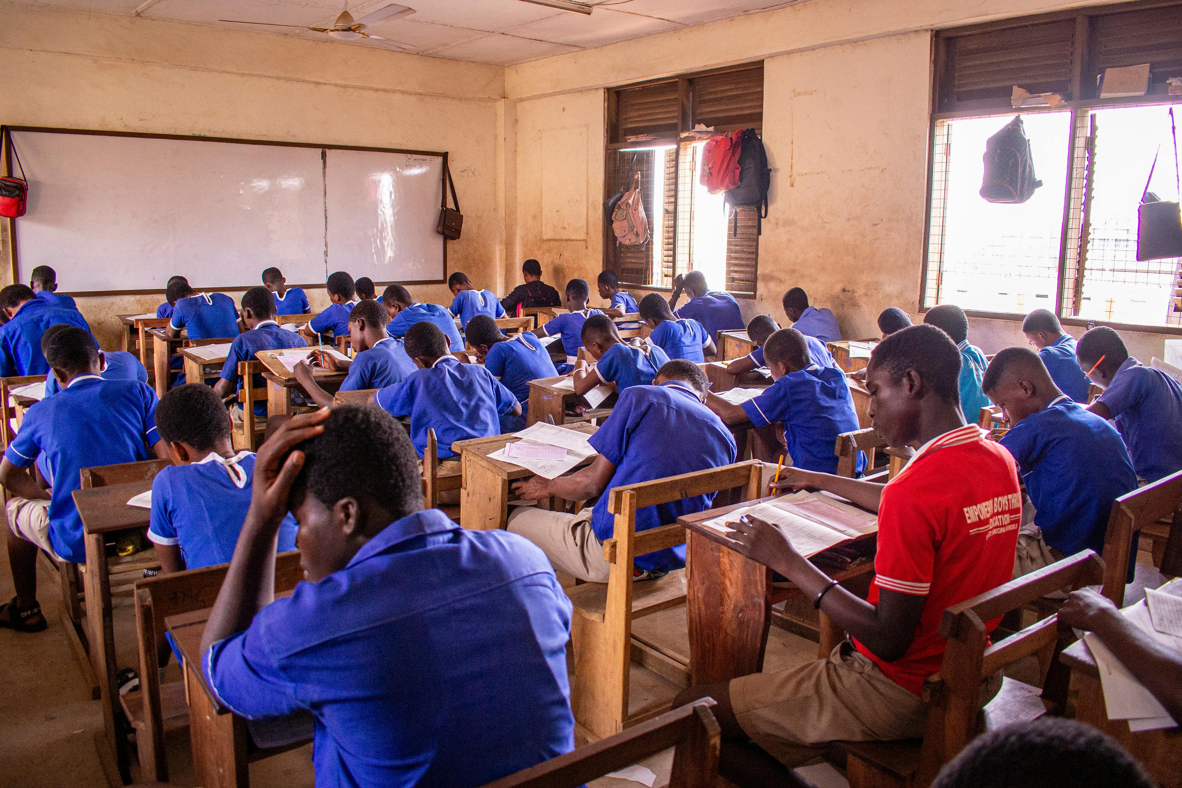 A photo of Christ Embassy after-school learning center in Ho Volta Region with students studying at desks