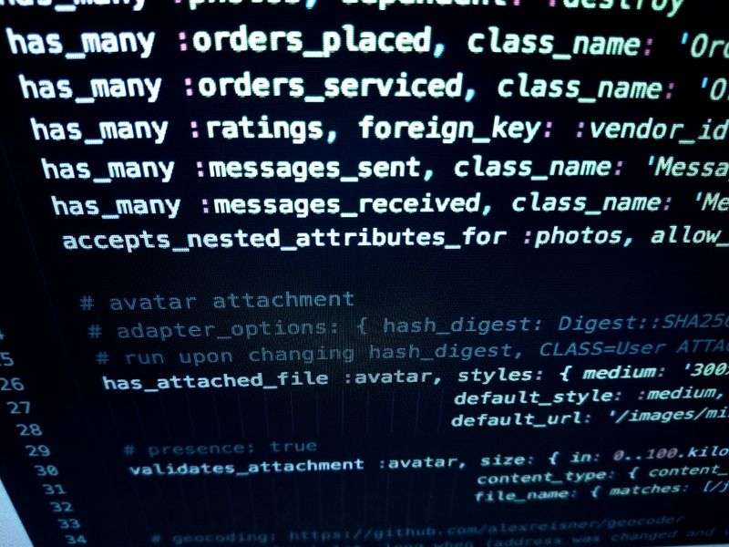 Website code on a screen