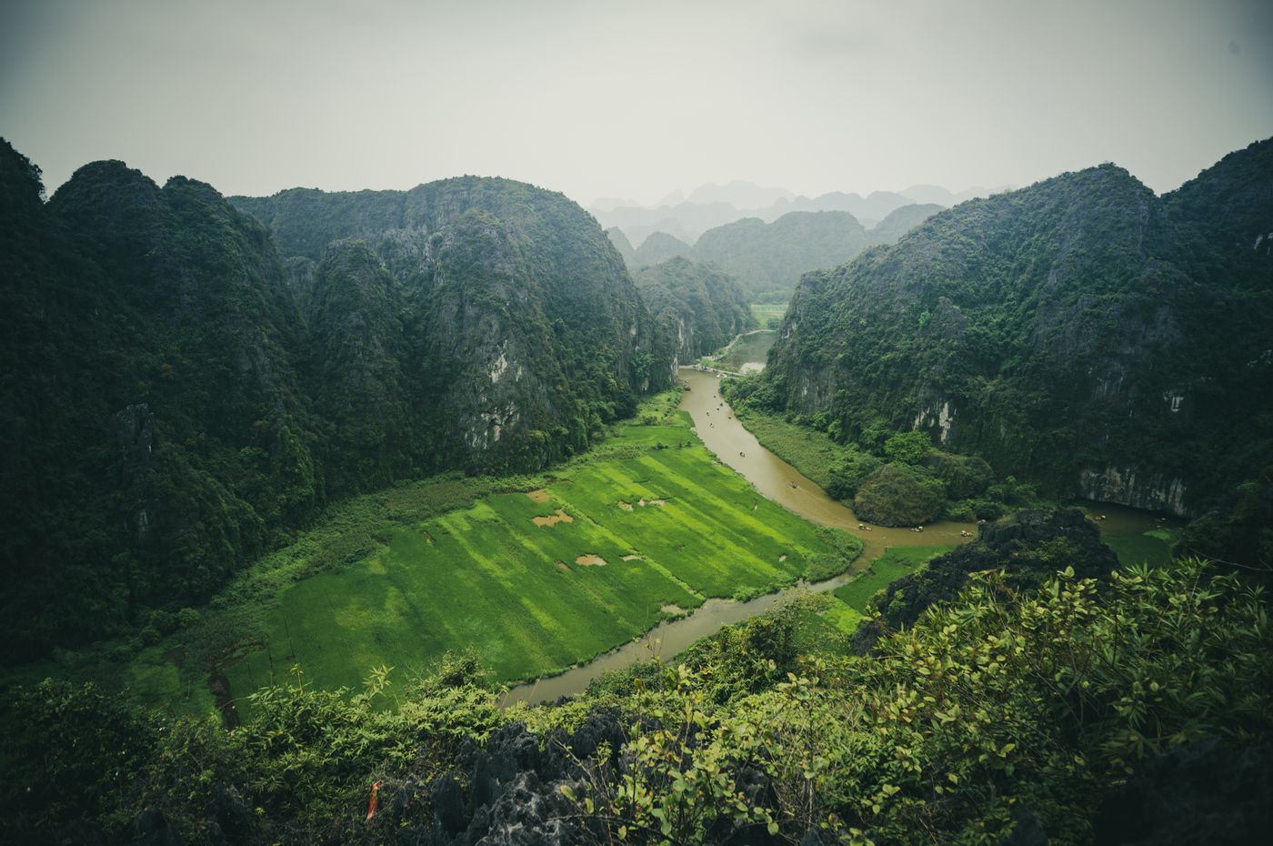 Aerial view of Tam Coc valley