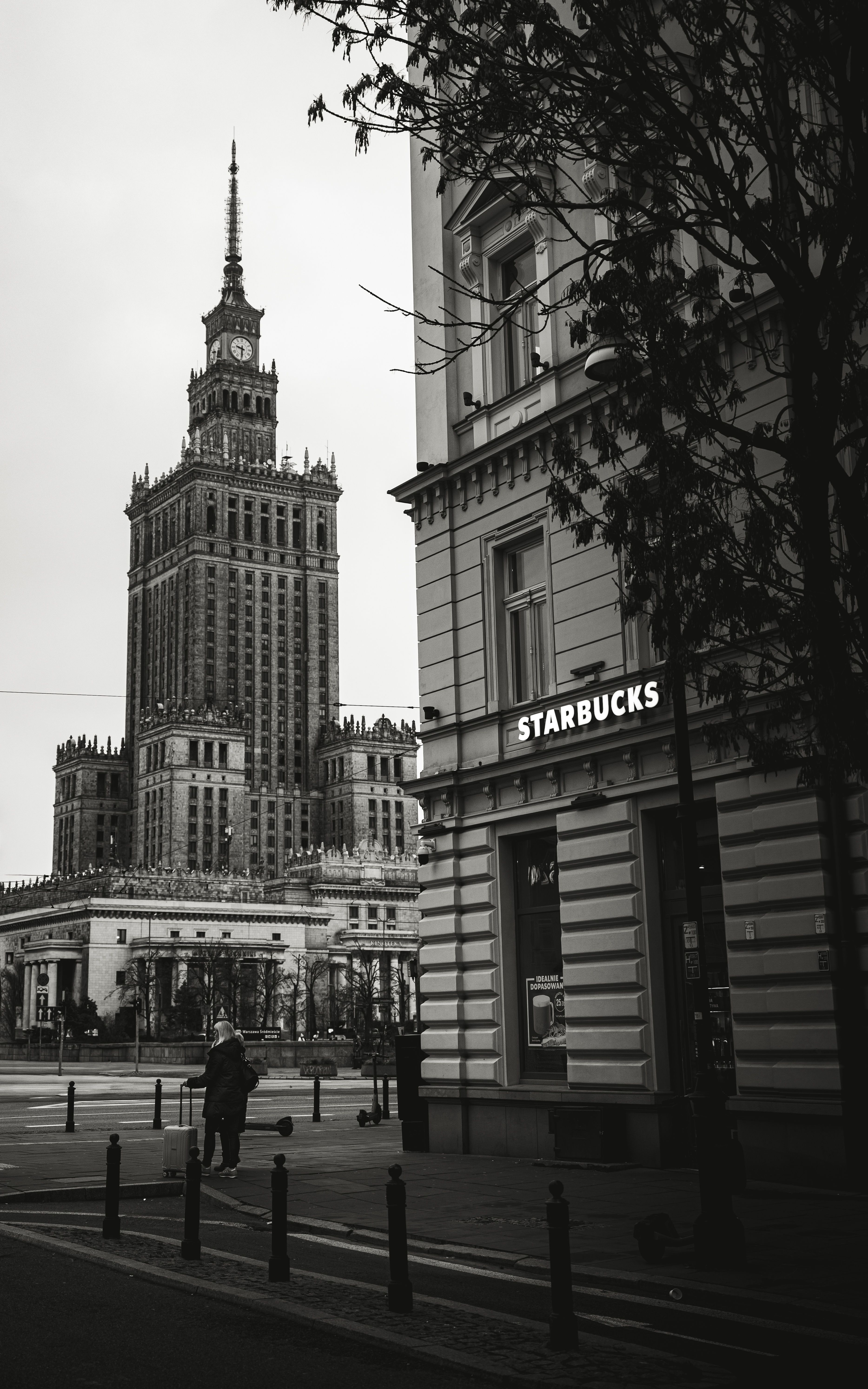 Warsaw city skyline at dusk