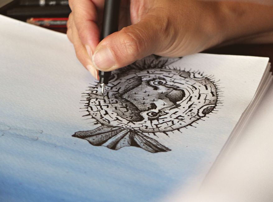 hand drawn animation underwater fish