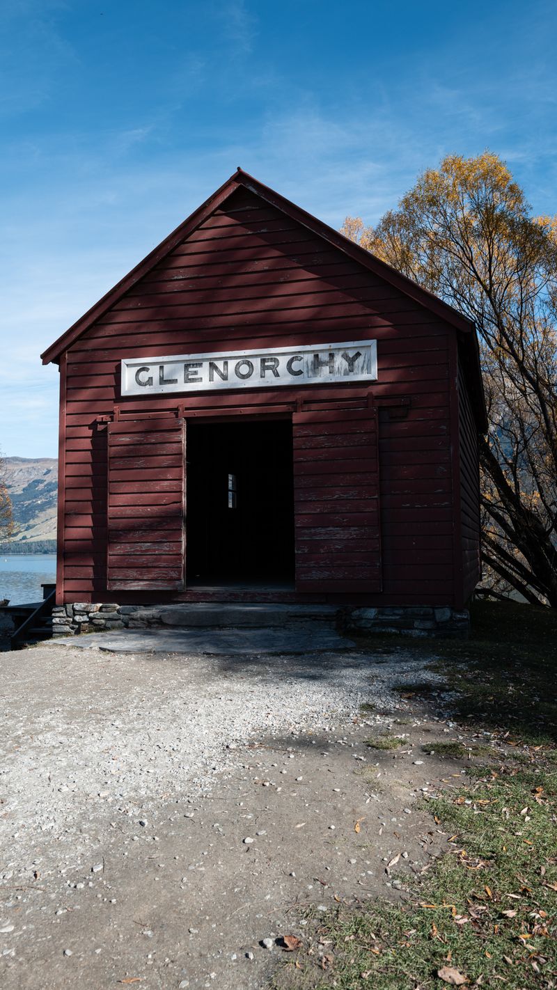 Historic Glenorchy red building by the lake