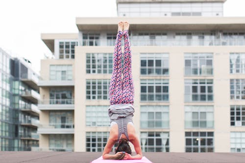 Woman on Headstand Yoga Position