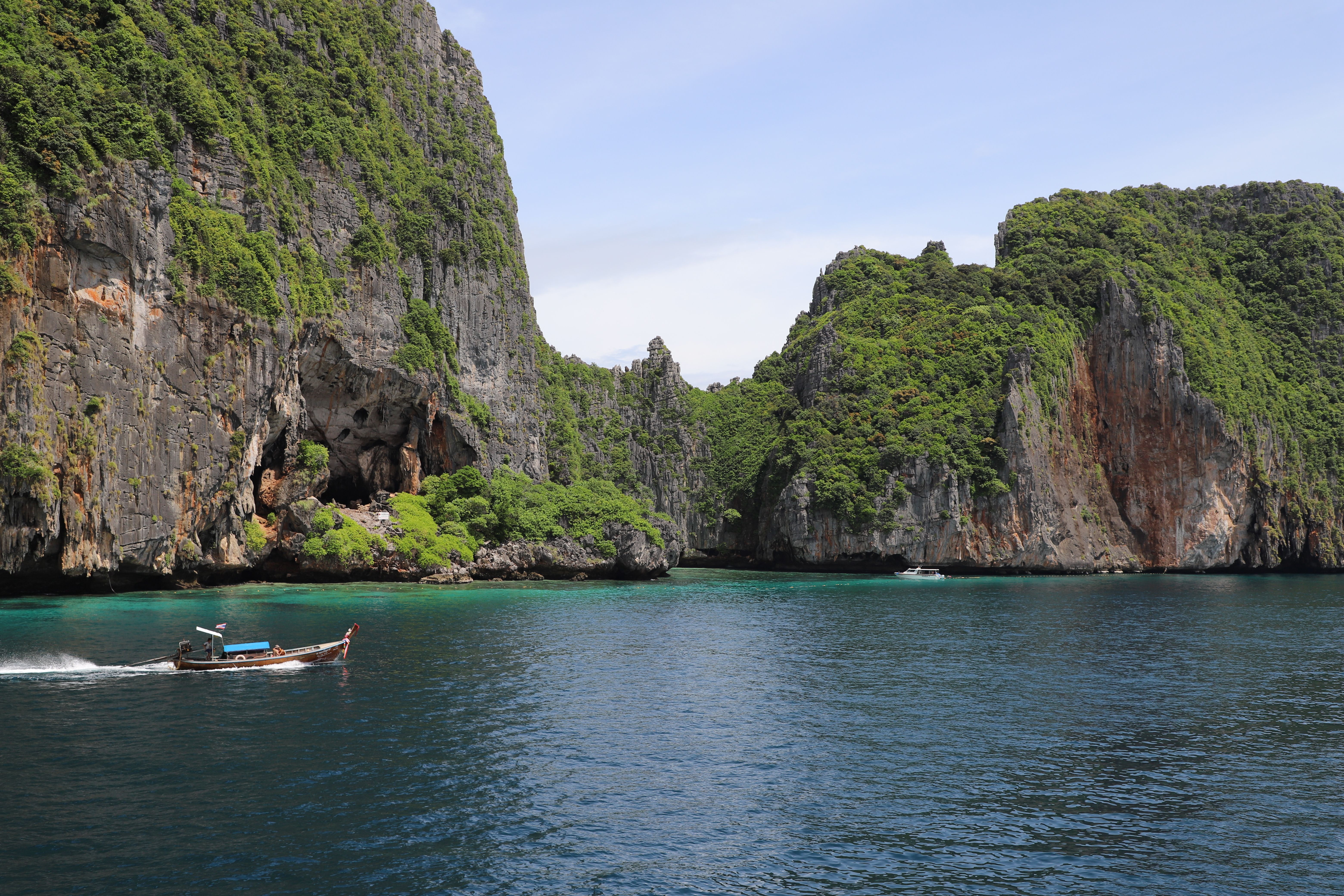 Limestone cliffs and turquoise water in Thailand