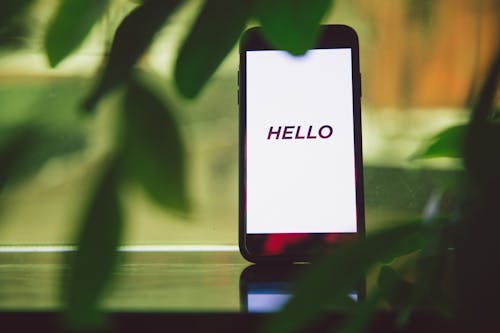 Hello Text on Smartphone Screen