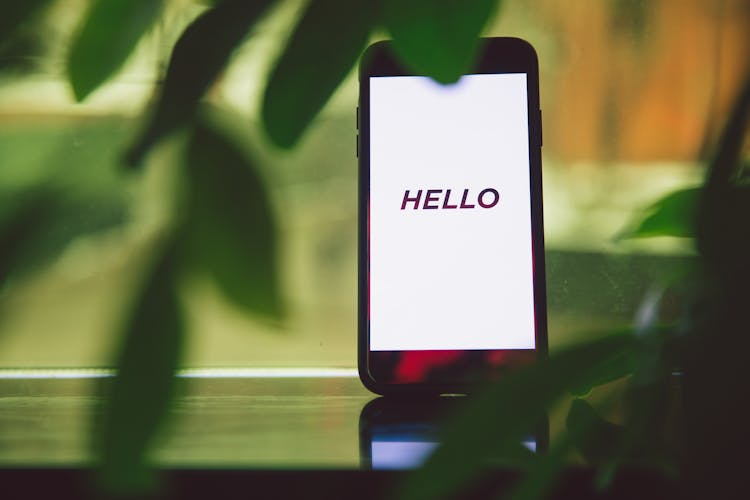 Hello Text On Smartphone Screen