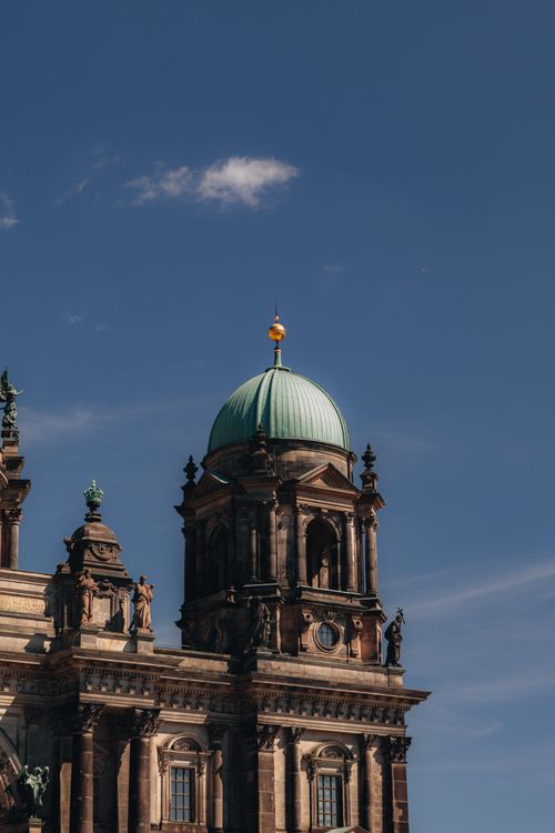 Free Stunning view of Berlin Cathedral with its iconic dome under a clear blue sky. Stock Photo