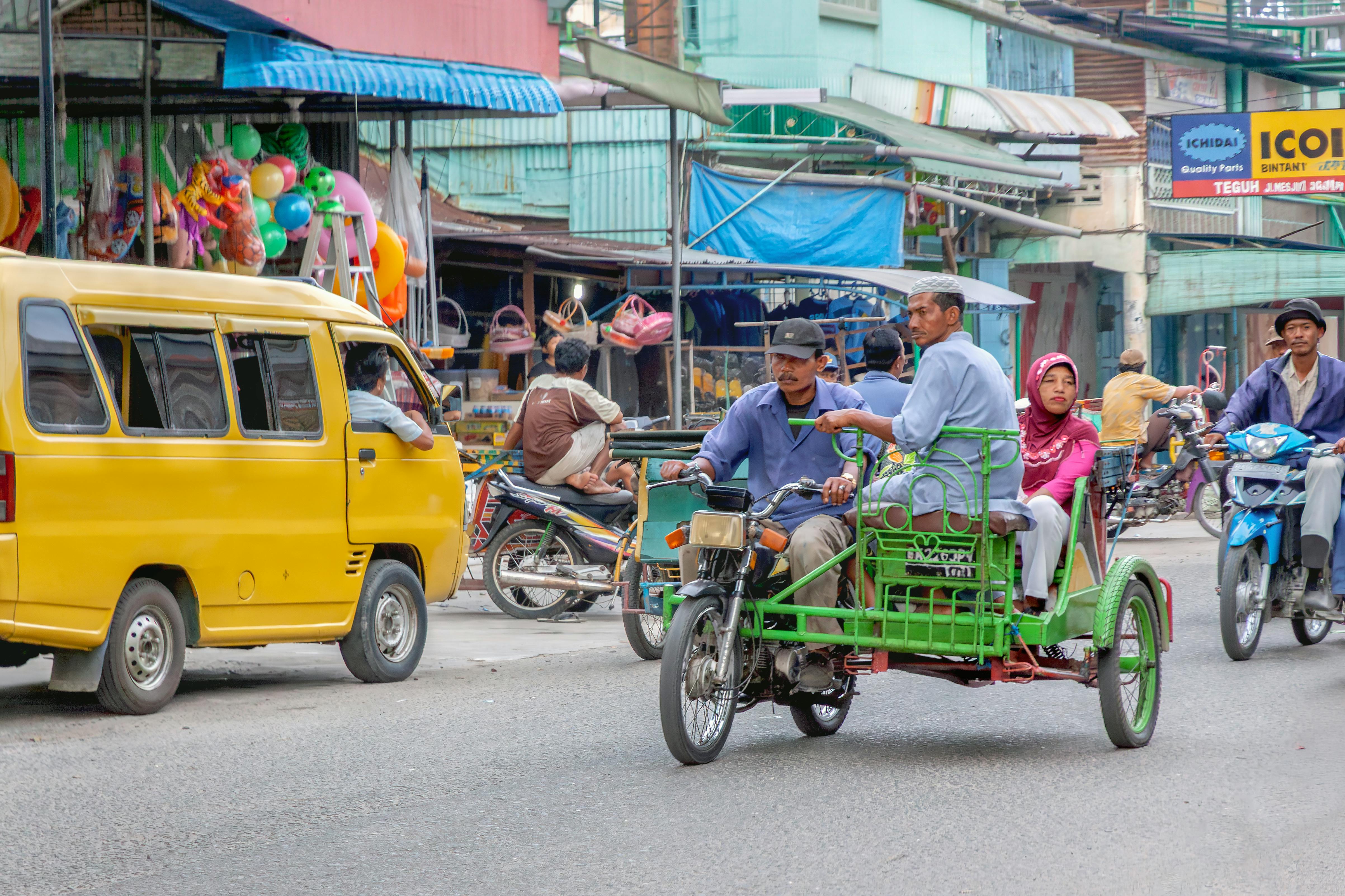busy Indonesian street traffic