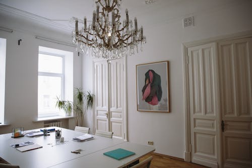 Photo Of Chandelier On White Ceiling