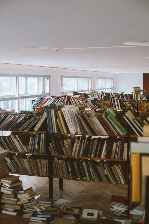 Books on Brown Wooden Shelf