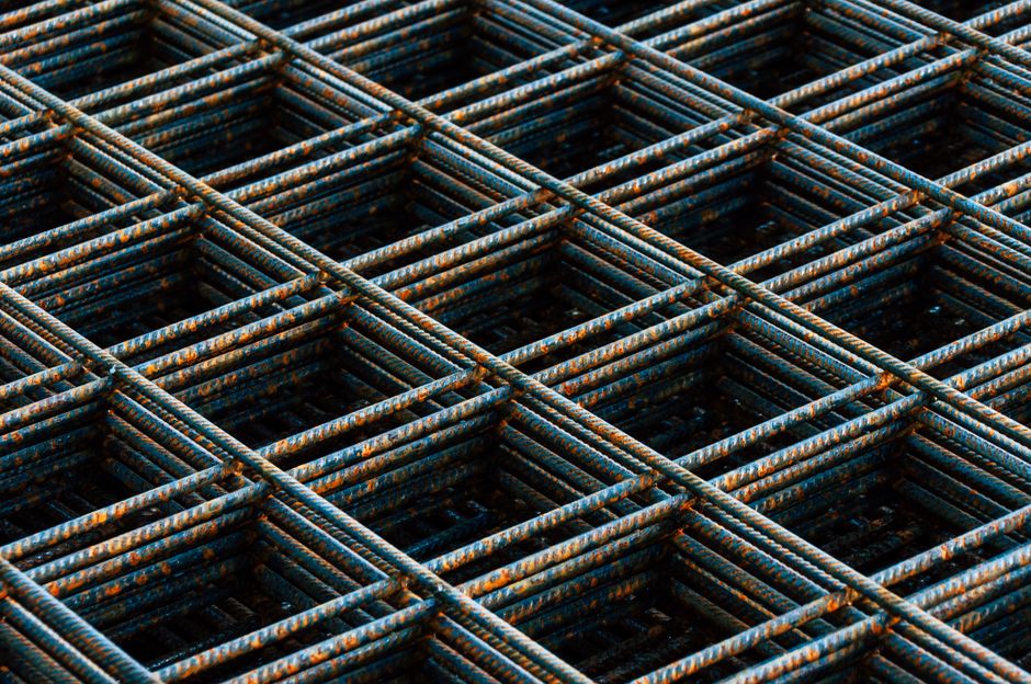 Rebar grid properly supported by chairs before a pour Rebar grid properly supported by chairs before a pour