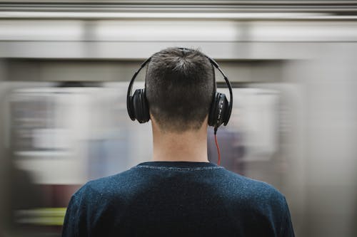2418: Free Man Wearing Headphones Stock Photo