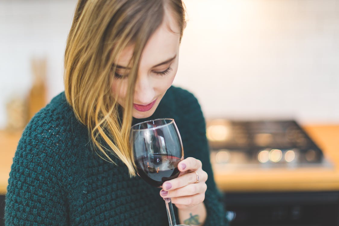Free Woman Drinking Wine Stock Photo