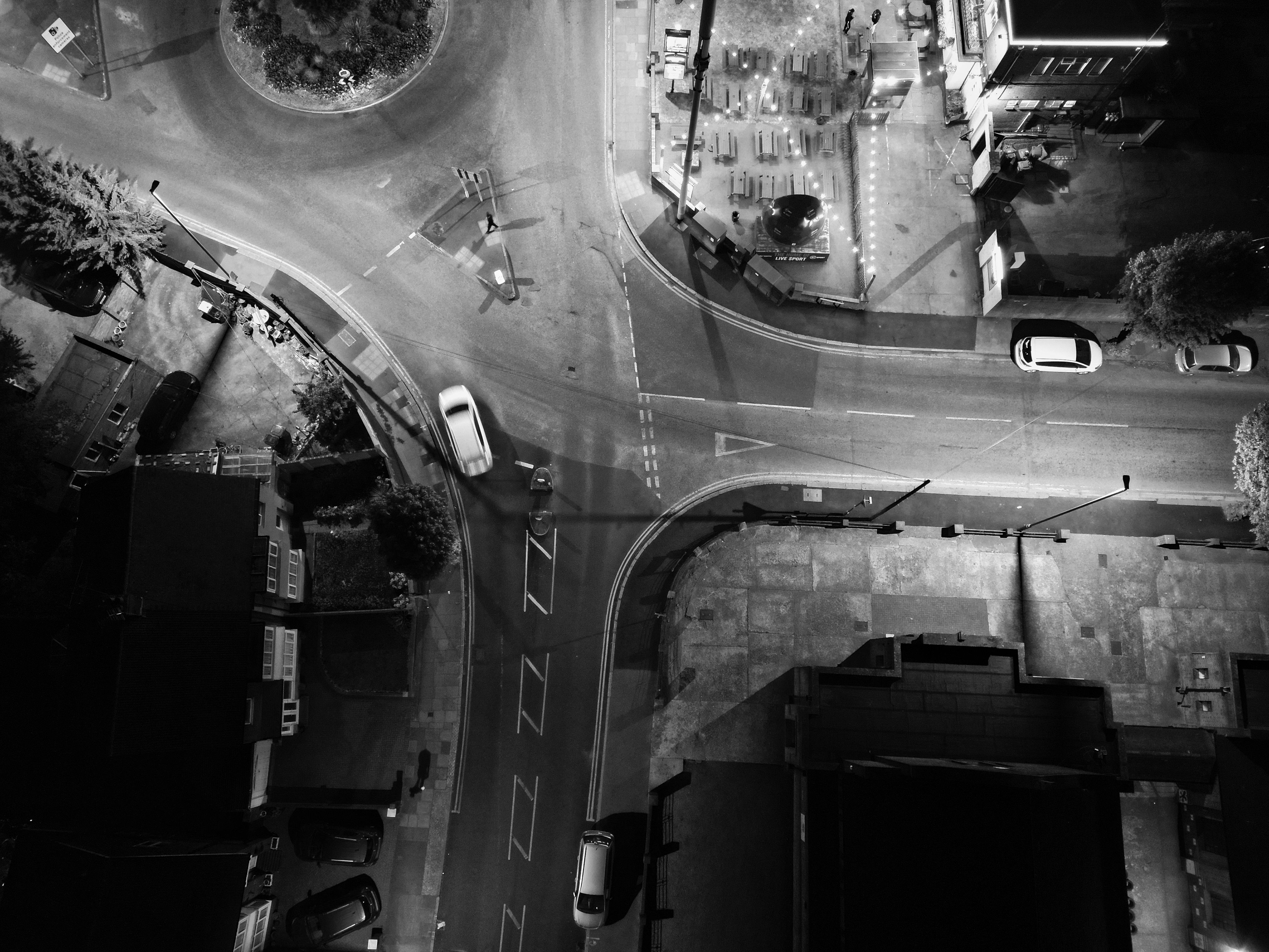 Aerial Night View of Urban Street Intersection · Free Stock Photo
