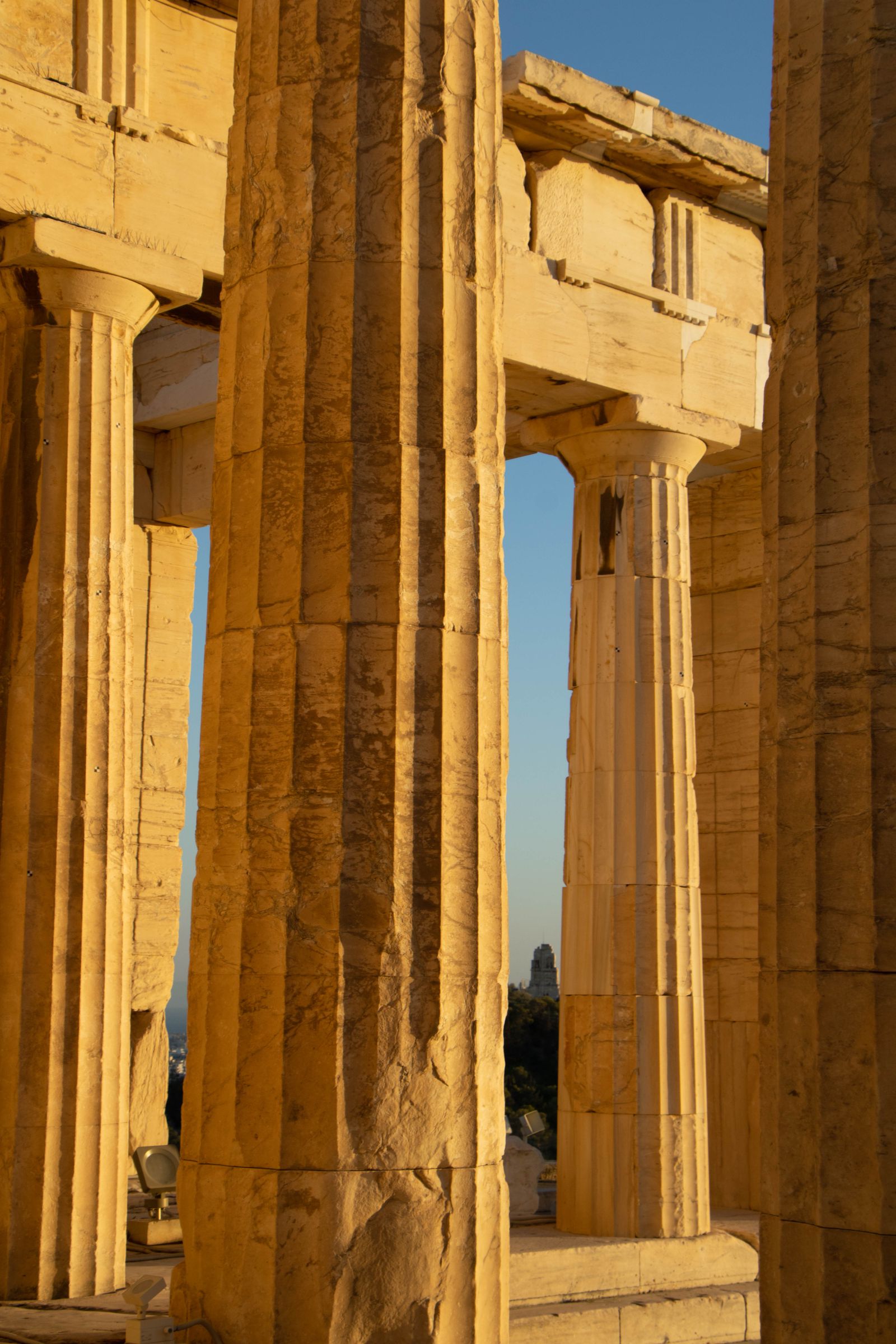 Capture of ancient Greek architecture during sunset at the Parthenon in Athens.
