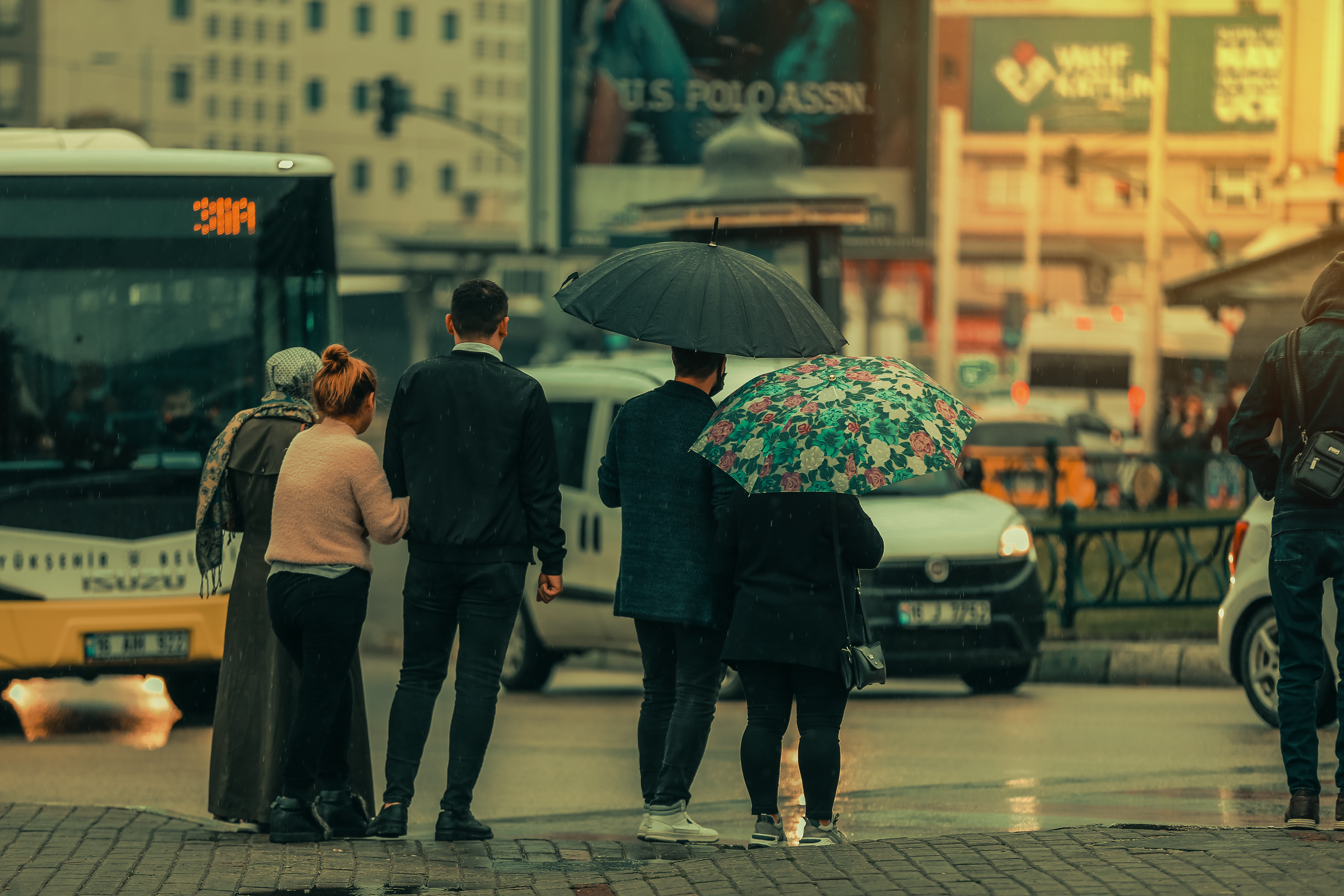 Pedestrians Crossing Street with Umbrellas on Rainy Day · Free Stock Photo